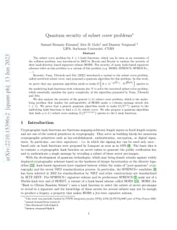 Quantum security of subset cover problems