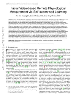 Facial Video-based Remote Physiological Measurement via Self-supervised
  Learning