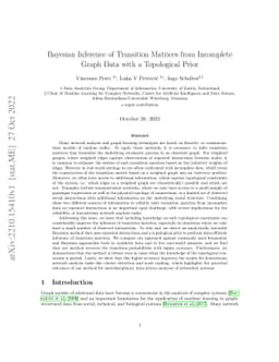 Bayesian Inference of Transition Matrices from Incomplete Graph Data
  with a Topological Prior