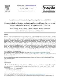 Supervised classification methods applied to airborne hyperspectral
  images: Comparative study using mutual information