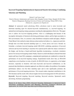 Keyword Targeting Optimization in Sponsored Search Advertising:
  Combining Selection and Matching