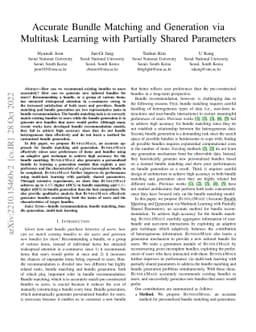 Accurate Bundle Matching and Generation via Multitask Learning with
  Partially Shared Parameters