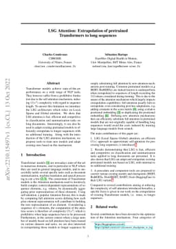 LSG Attention: Extrapolation of pretrained Transformers to long
  sequences