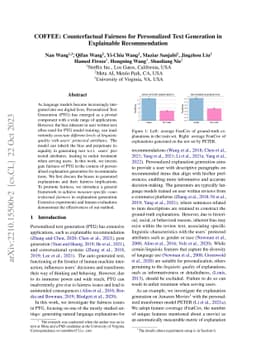 COFFEE: Counterfactual Fairness for Personalized Text Generation in
  Explainable Recommendation