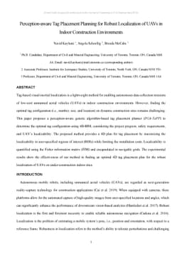 Perception-aware Tag Placement Planning for Robust Localization of UAVs
  in Indoor Construction Environments