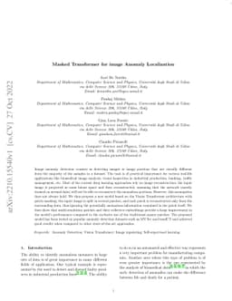 Masked Transformer for image Anomaly Localization