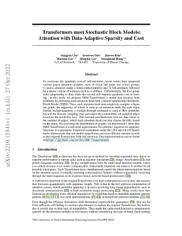Transformers meet Stochastic Block Models: Attention with Data-Adaptive
  Sparsity and Cost