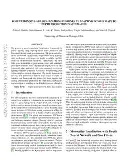 Robust Monocular Localization of Drones by Adapting Domain Maps to Depth
  Prediction Inaccuracies