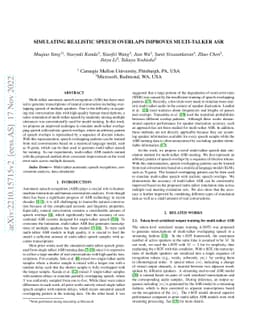 Simulating realistic speech overlaps improves multi-talker ASR