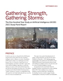 Gathering Strength, Gathering Storms: The One Hundred Year Study on
  Artificial Intelligence (AI100) 2021 Study Panel Report