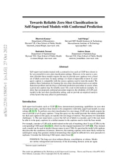 Towards Reliable Zero Shot Classification in Self-Supervised Models with
  Conformal Prediction
