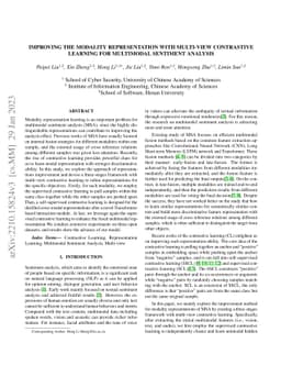 Improving the Modality Representation with Multi-View Contrastive
  Learning for Multimodal Sentiment Analysis