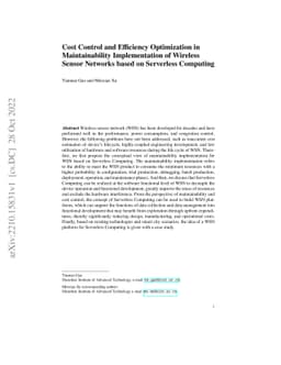 Cost Control and Efficiency Optimization in Maintainability
  Implementation of Wireless Sensor Networks based on Serverless Computing