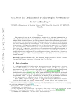 Risk-Aware Bid Optimization for Online Display Advertisement