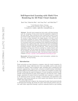 Self-Supervised Learning with Multi-View Rendering for 3D Point Cloud
  Analysis