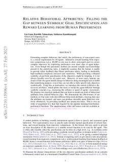 Relative Behavioral Attributes: Filling the Gap between Symbolic Goal
  Specification and Reward Learning from Human Preferences