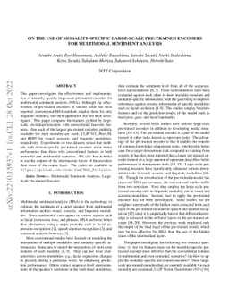 On the Use of Modality-Specific Large-Scale Pre-Trained Encoders for
  Multimodal Sentiment Analysis