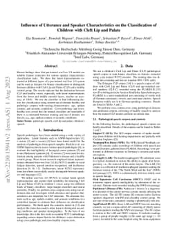 Influence of Utterance and Speaker Characteristics on the Classification
  of Children with Cleft Lip and Palate