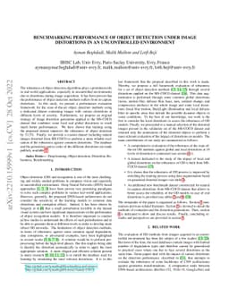 Benchmarking performance of object detection under image distortions in
  an uncontrolled environment