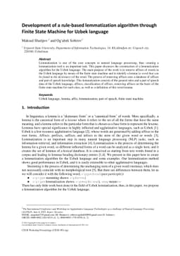 Development of a rule-based lemmatization algorithm through Finite State
  Machine for Uzbek language
