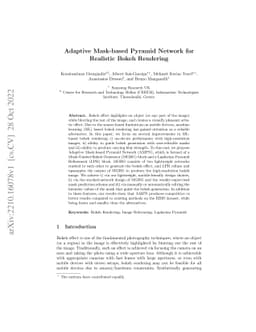 Adaptive Mask-based Pyramid Network for Realistic Bokeh Rendering