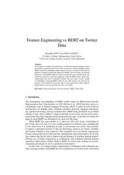 Feature Engineering vs BERT on Twitter Data
