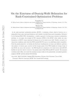 On the Exactness of Dantzig-Wolfe Relaxation for Rank Constrained
  Optimization Problems
