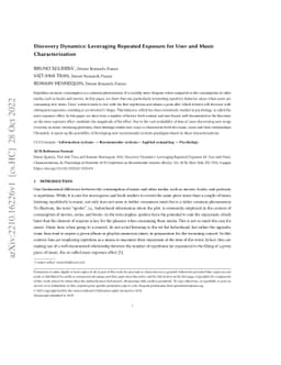 Discovery Dynamics: Leveraging Repeated Exposure for User and Music
  Characterization