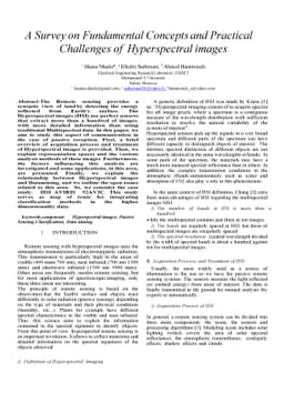 A Survey on Fundamental Concepts and Practical Challenges of
  Hyperspectral images