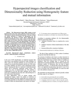 Hyperspectral images classification and Dimensionality Reduction using
  Homogeneity feature and mutual information