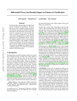 Differential Privacy has Bounded Impact on Fairness in Classification
