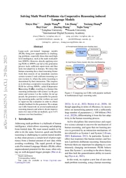Solving Math Word Problems via Cooperative Reasoning induced Language
  Models