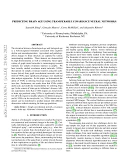 Predicting Brain Age using Transferable coVariance Neural Networks