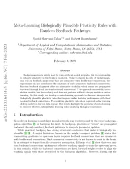 Meta-Learning Biologically Plausible Plasticity Rules with Random
  Feedback Pathways