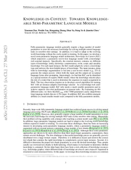 Knowledge-in-Context: Towards Knowledgeable Semi-Parametric Language
  Models