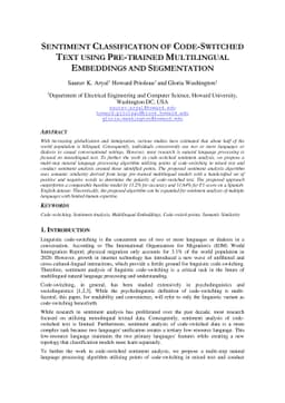 Sentiment Classification of Code-Switched Text using Pre-trained
  Multilingual Embeddings and Segmentation