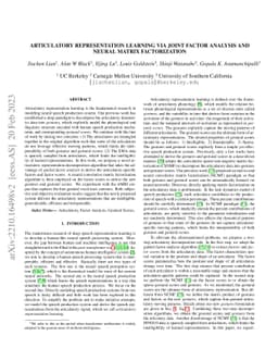 Articulatory Representation Learning Via Joint Factor Analysis and
  Neural Matrix Factorization