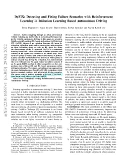 DeFIX: Detecting and Fixing Failure Scenarios with Reinforcement
  Learning in Imitation Learning Based Autonomous Driving