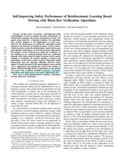 Self-Improving Safety Performance of Reinforcement Learning Based
  Driving with Black-Box Verification Algorithms