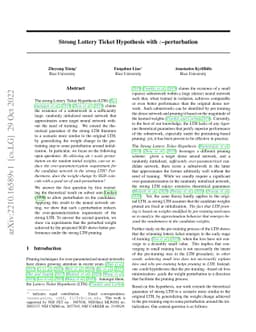 Strong Lottery Ticket Hypothesis with $\varepsilon$--perturbation