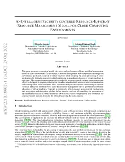 an intelligent security centered resource-efficient resource management
  model for cloud computing environments