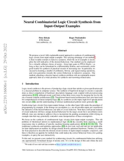 Neural Combinatorial Logic Circuit Synthesis from Input-Output Examples