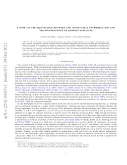 A note on the equivalence between the conditional uncorrelation and the
  independence of random variables