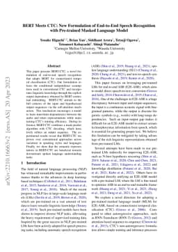BERT Meets CTC: New Formulation of End-to-End Speech Recognition with
  Pre-trained Masked Language Model