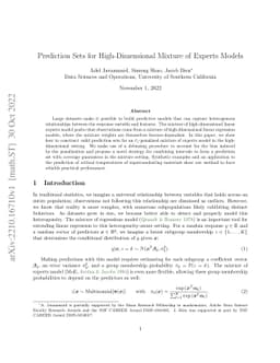 Prediction Sets for High-Dimensional Mixture of Experts Models