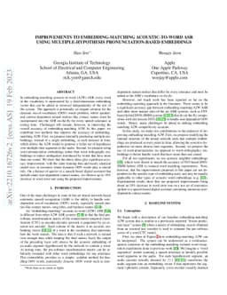 Improvements to Embedding-Matching Acoustic-to-Word ASR Using
  Multiple-Hypothesis Pronunciation-Based Embeddings
