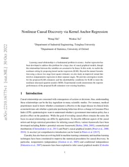 Nonlinear Causal Discovery via Kernel Anchor Regression