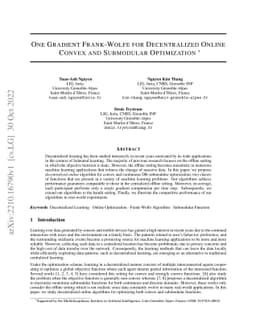 One Gradient Frank-Wolfe for Decentralized Online Convex and Submodular
  Optimization