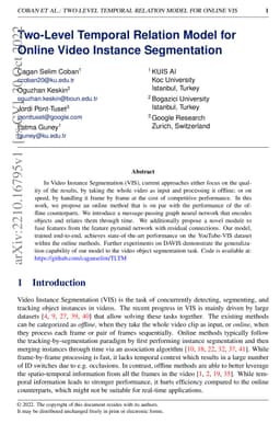 Two-Level Temporal Relation Model for Online Video Instance Segmentation