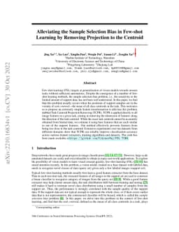 Alleviating the Sample Selection Bias in Few-shot Learning by Removing
  Projection to the Centroid